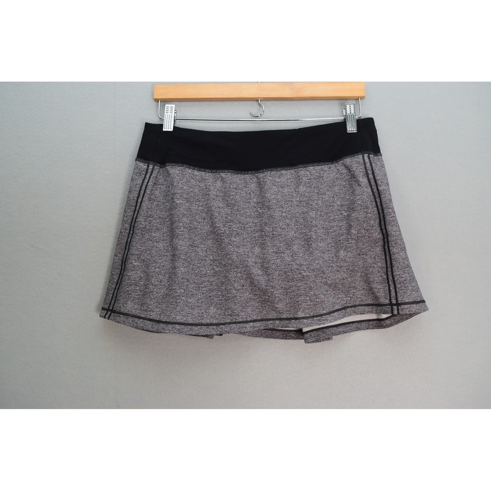 Lululemon Pace Rival Skirt 8 Tall Grey Black Pleated Running Tennis Skort Women